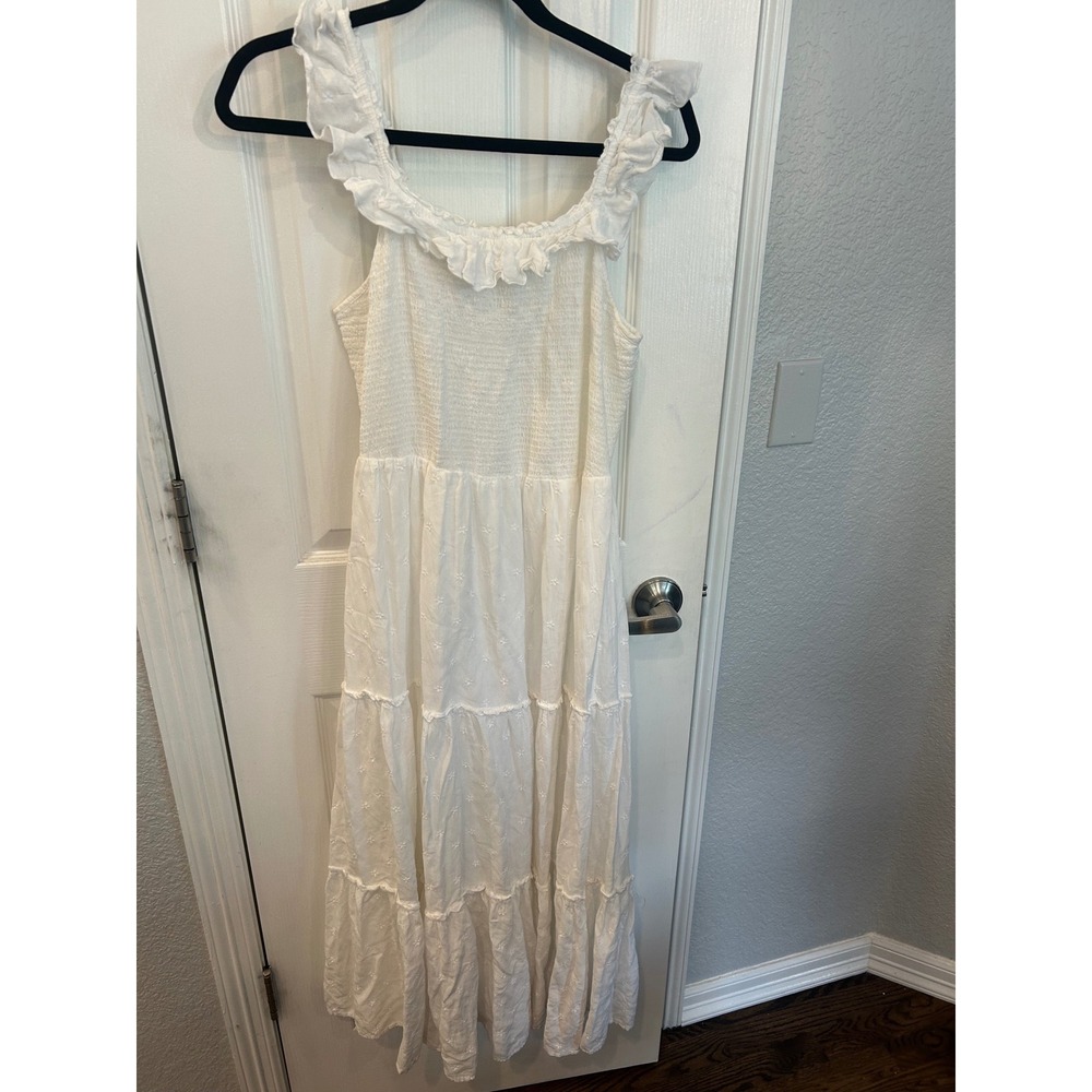 Cotton blend eyelet maxi